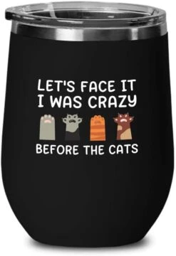 Cat Owner Pink Wine Tumbler 12oz - Dedicated Feline - Cat Women Fun Cat Parents Stuff Lady Paws Pet Dad Gifts -Zoo Shop 414TaC tHsL. AC