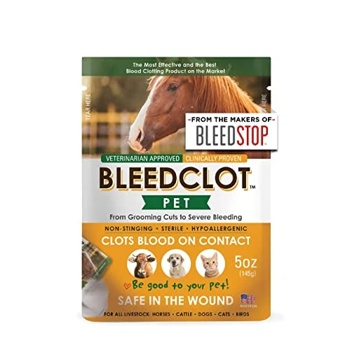 BleedClot Pet FirstAid Blood Clotting Powder | Stop Bleeding On All Animals Guaranteed | Minor Cuts To Arterial Bleeding | From Makers Of BleedStop | Veterinarian + Household Use (1 Pouch, 5 Oz) 3 BleedClot Pet FirstAid Blood Clotting Powder | Stop Bleeding On All Animals Guaranteed | Minor Cuts To Arterial Bleeding | From Makers Of BleedStop | Veterinarian + Household Use (1 Pouch, 5 Oz)