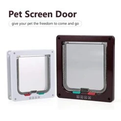 GENERIC Door Cat Door With Controllable 4 Way Lock Security S Flap Door For Dogs Cats Plastic Gate Window Door 2Pcs S -Zoo Shop 414ir3KSyqL