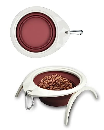 Collapsible Dog Bowl With Stand, Portable Foldable Food Dishes With Carabiner Clip, Pet Bowl With A Support, Travel Dog Cat Water Bowl (Pink) 3 Collapsible Dog Bowl With Stand, Portable Foldable Food Dishes With Carabiner Clip, Pet Bowl With A Support, Travel Dog Cat Water Bowl (Pink)