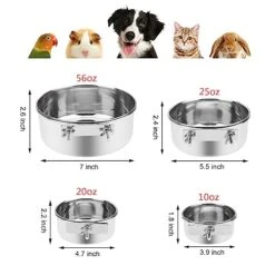 Wontee Pet Food Water Bowl With Clamp Holder Stainless Steel Feeding Cups Feeder For Dog Bird Parrot Cat Rabbit, 2 Packs (M) -Zoo Shop 414zUpcQZyL