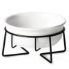 Ceramic Raised Cat Dishes Or Small Dog Bowl With Metal Stand 12 Ounces, Pet Food Or Water Bowls, White 1 Ceramic Raised Cat Dishes Or Small Dog Bowl With Metal Stand 12 Ounces, Pet Food Or Water Bowls, White -Zoo Shop 4150VMrwpwL