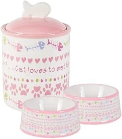 Bone Dry Black & White Dog Bone Ceramic Pet Bowl & Canister, Canister, 5.5x5.5x8.25, Black -Zoo Shop 415HU10houL. AC