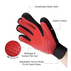 YangYan Cat Grooming Gloves Dog Hair Remover Gentle Deshedding Brush Comb Tool Pet Massage Mitt With Enhanced Long/Short Fur (Color : Red Pair, Size : One Size) -Zoo Shop 415Lajey0eL
