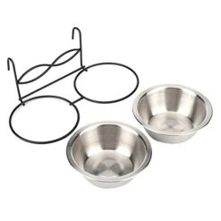 Stainless Steel Hanging Food & Water Bowl For Cats, Dogs & Puppies - Perfect For Crate & Cage