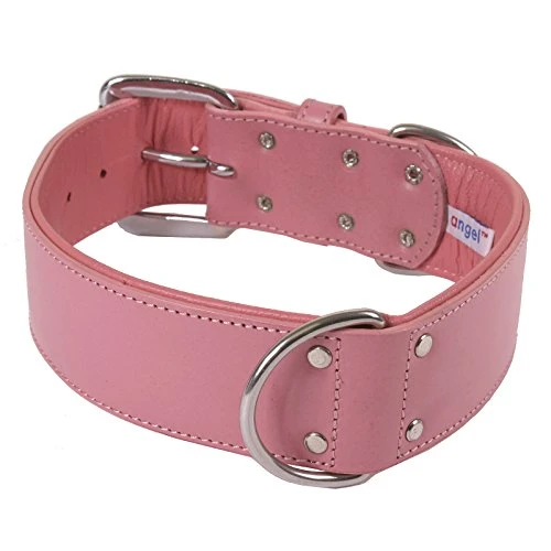 Dallas Luxury Leather Padded Dog Collar -Pink - 26" X 1.5" 4 Dallas Luxury Leather Padded Dog Collar -Pink - 26" X 1.5" - Image 2