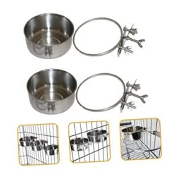 Bird Cage Mount Bowl Bunny Food Stainless Steel Dog Bowls 8 Pcs Feeder Silver Stainless Steel Alloy Rabbit Food Pet Feeder Metal Bird Feeder -Zoo Shop 415blCcXfBL