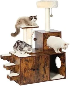 YITAHOME Litter Box Enlcosure With Cat Tree, 4-in-1 Modern Cat Tree With Cat Mat, Indoor Wooden Cat House Separable Litter Box Furniture Hidden End Table For 3-4 Large Cats 17 YITAHOME Litter Box Enlcosure With Cat Tree, 4-in-1 Modern Cat Tree With Cat Mat, Indoor Wooden Cat House Separable Litter Box Furniture Hidden End Table For 3-4 Large Cats -Zoo Shop 415mPSsufxL. AC
