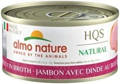 Almo Nature HQS Natural Made In Italy Ham With Turkey, Grain Free, Additive Free, Adult Cat Canned Wet Food, Shredded (2502H), 2.47 Oz, Pack Of 24 -Zoo Shop 415qrrAxm1L. AC