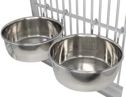 Bonka Bird Toys 3493 2pk 10oz Stainless Steel Clamp Cups Liquid Food Treat Parrot Budgie Finch -Zoo Shop 415xmHj54DL. AC