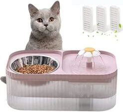 KHONSU PET Cat Water Fountain, Pet Food Bowl, Super Quiet Automatic Water Fountain, 3L/101ozAutomatic Flower Fountain & Stainless Steel Bowl With Smart Pump And 3 Replacement Filters, (Green) -Zoo Shop 416 MXfTa2L. AC