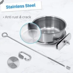 Kalevel 2pcs Bird Feeder Bowl Feeding Coop Cup Stainless Steel Parrot Cage Food Water Dish With Bird Fruit Holder Veggie Skewer -Zoo Shop 4166UWr2imL