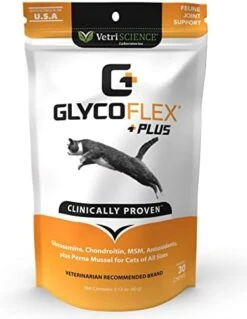 VETRISCIENCE Glycoflex 3 Maximum Strength Hip And Joint Supplement With Glucosamine For Cats - DMG, MSM & Green Lipped Mussel -Zoo Shop 416Cbdqg7L. AC