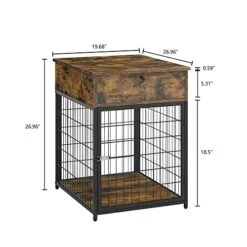 Furnished Wooden Dog Crate End Table, Small Dog Crate Furniture, Storage Console With Pull-Out Drawer, Furnished Dog Cage (Rustic Brownn, 19.69" W X 22.83" D X 26.97" H) -Zoo Shop 416XTTsGYtL 1