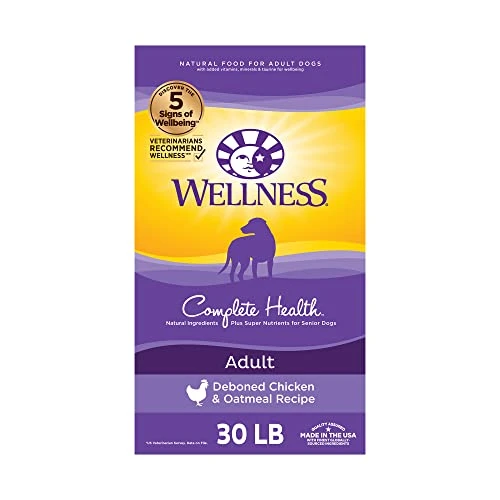 Wellness Complete Health Dry Dog Food With Grains, Made In USA With Real Meat & Natural Ingredients, All Breeds, Adult Dogs (Chicken & Oatmeal, 30-lb) – With Nutrients For Immune, Skin, & Coat Support 3 Wellness Complete Health Dry Dog Food With Grains, Made In USA With Real Meat & Natural Ingredients, All Breeds, Adult Dogs (Chicken & Oatmeal, 30-lb) – With Nutrients For Immune, Skin, & Coat Support