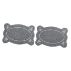 Silicone Table Mats 2pcs Non Skid Rug Cat Litter Rug Dog Cat Bowl Mat Cat Placemat Dog Indoor Mat Dog Feeding Tablemat Pet Dog Carpet Food Trash Can Grey Cat Mat