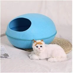 YangYan Pet Cat Bed Cave Sleeping House Nest Kennel Felt Cloth Zipper Pet Cat Basket Egg Shape Pet Bed Mat Cushion For Cats Small Dogs (Color : D, Size : 47x39x25cm) -Zoo Shop 416sUSwmn2L. AC