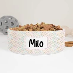 GENERIC Bones Pattern Personalized Pet Bowl Cat Bowls, Cute Dog Bowl With Name, Custom Ceramic Dog Cat Pet Bowls Available In Two Sizes