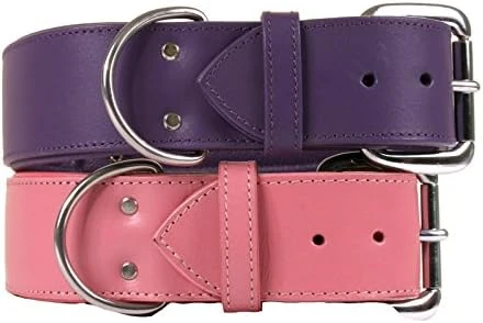 Dallas Luxury Leather Padded Dog Collar -Pink - 26" X 1.5" 6 Dallas Luxury Leather Padded Dog Collar -Pink - 26" X 1.5" - Image 4