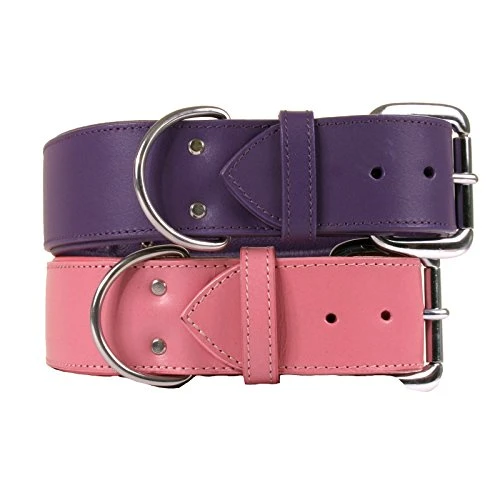 Dallas Luxury Leather Padded Dog Collar -Pink - 26" X 1.5" 3 Dallas Luxury Leather Padded Dog Collar -Pink - 26" X 1.5"