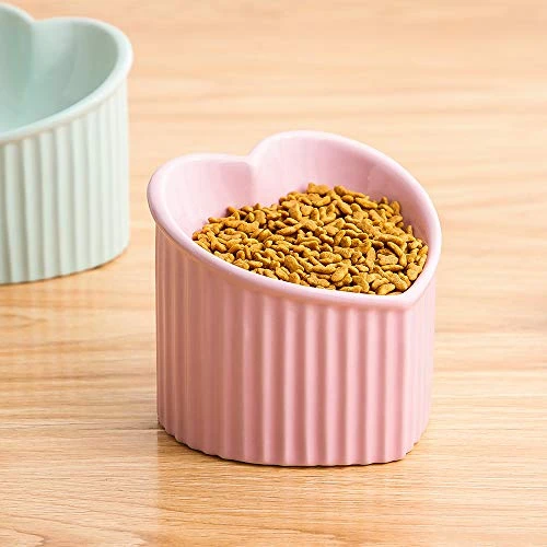 Pink Ceramic Raised Cat Bowls, Tilted Elevated Food Or Water Bowls, Stress Free, Backflow Prevention, Dishwasher And Microwave Safe, Lead & Cadmium Free 5 Pink Ceramic Raised Cat Bowls, Tilted Elevated Food Or Water Bowls, Stress Free, Backflow Prevention, Dishwasher And Microwave Safe, Lead & Cadmium Free - Image 3