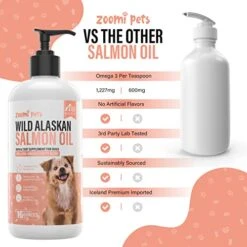 Wild Alaskan Salmon Oil For Dogs Skin And Coat (16oz) - Omega 3 Liquid Fish Oil Supplement For Dog Allergy Relief - Supports Hip And Joint, Itchy Skin Relief & Shedding - Dog Skin And Coat Supplement -Zoo Shop 417a6rSSWJL