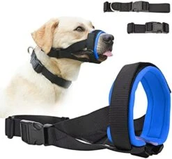 Barkless Dog Muzzle, Soft Padded Comfy Muzzle For Biting And Chewing, Adjustable Muzzle For Small, Medium, Large Dogs Corgi Labrador, Allows Drinking And Panting -Zoo Shop 417ds4u5afL. AC 1