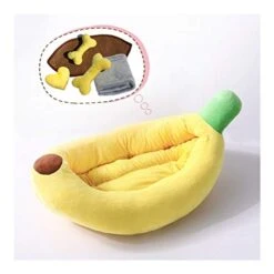 YangYan Lovely Banana Warm Kennel Cat House Cat Dog Lounger Bed Pet Small Dog Pet Bed Rabbit Hamster Nest Bed Pet House Dog Lounge (Color : Yellow, Size : 70cmX40cmX15cm) -Zoo Shop 417lkKFLvcL