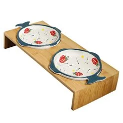 Balacoo Ceramic Cat Bowl Pet Food Bowls Neck Cat Feeder Bowl Ceramic Raised Bowls With Stand Pet Feeder And Waterer Station For Dog Cat Puppy Kitten (Random Color) Ceramic Cat Bowls