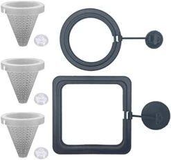 NGe 5Pcs Round Square Cone Fish Feeder Set, Floating Food Feeding Ring, Live Red Worm Feeder Funnel Plate, With Suction Cups (Black) -Zoo Shop 417tFqITTSL. AC