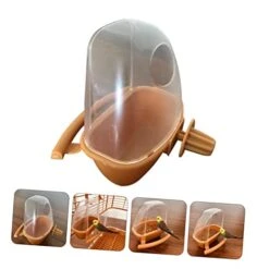 EVANEM Bird Food Box Clear Bird Feeder Bird Cages For Cockatiels Bird Cage Feeder Bird Coop Cup Bird Cage Bowl Parrot Feeder With Perch Bird Feeder With Stand Parrot Food Feeder Pet 2pcs -Zoo Shop 418HefXH9HL