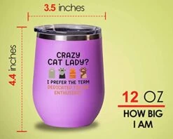 Cat Owner Pink Wine Tumbler 12oz - Dedicated Feline - Cat Women Fun Cat Parents Stuff Lady Paws Pet Dad Gifts -Zoo Shop 418InxtSU4L