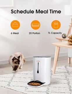 COOKX Automatic Cat Feeder With Camera 7L App Control Smart Feeder Cat Dog Food Dispenser 6-Meal Auto Pet Feeder With Timer Programmable HD Camera For Voice And Video Recording (Color : White) -Zoo Shop 418LJdqCSqL