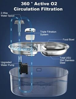Cat Water Fountain, 88oz/2.6L 304 Stainless Steel Pet Water Fountain For Cats Inside,2-in-1 Cat Bowls For Food And Water, Ultra-Silent Automatic Dog Water Dispenser With Smart Pump And 5 Filters -Zoo Shop 418S2D5W7GL