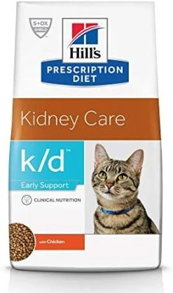 Hill's Prescription Diet K/d Early Support Kidney Care Chicken Flavor Dry Cat Food, Veterinary Diet, 4 Lb. Bag -Zoo Shop 418qKL82xiL. AC
