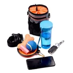 Travel Tote Bag Wrist Trainer Snack Container Travel Tote Bags Dispenser Tool Wipe The Bowl Dog Snack Storage Bag Pet Snack Bag Pet Food Carrier Dog Food Grey Pet Cat