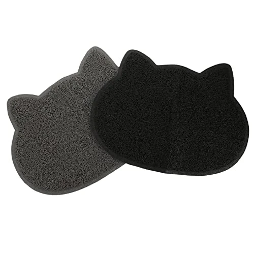 LUOZZY 2 Pcs Cat Litter Mats Kitten Litter Trapping Mats Pet Cat Litter Pads Household Pet Mats (Black+Gray) 4 LUOZZY 2 Pcs Cat Litter Mats Kitten Litter Trapping Mats Pet Cat Litter Pads Household Pet Mats (Black+Gray) - Image 2