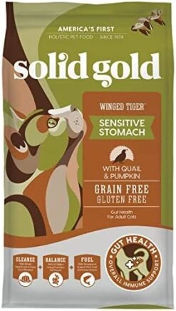 Solid Gold Sensitive Stomach Dry Cat Food - Made With Real Quail & Pumpkin - Winged Tiger Grain Free Cat Food Sensitive Stomach For Adult & Senior Cats - Supports Immune & Digestive Health - 6lb -Zoo Shop 419E7f BpxL. AC 1