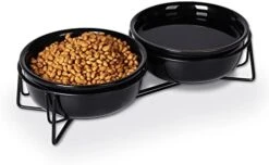 GDCZ Ceramics Raised Cat Small Dog Bowls With Heighten Metal Stand For Pet Food And Water Dishes, 15 Ounces (White) -Zoo Shop 419H1bzEAgL. AC