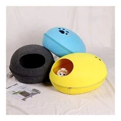 YangYan Pet Cat Bed Cave Sleeping House Nest Kennel Felt Cloth Zipper Pet Cat Basket Egg Shape Pet Bed Mat Cushion For Cats Small Dogs (Color : D, Size : 47x39x25cm) -Zoo Shop 419QK3VXu4L