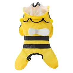 1 Pc Pet Bee Shaped Rain Slicker Hooded Raincoat Stylish Pet Raincoat For Dog Dog Sweater