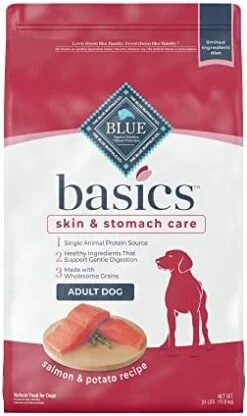Blue Buffalo Basics Skin & Stomach Care, Natural Adult Dry Dog Food, Salmon & Potato 24-lb -Zoo Shop 419mK3GwrnL. AC