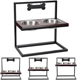 Elevated Dog Bowls Adjustable To 3 Heights With Marker, Antirust Stainless Steel Frame Raise Pet Feeder For Dog, Update Break-Resistant/Safe Melamine Food And Water Bowls, Black - Patented -Zoo Shop 419nNKxCYNS. AC