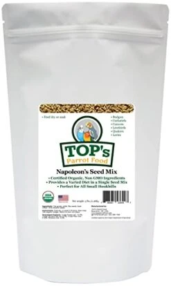 TOP's Napoleon's Seed Mix For All Small Hookbills, Non-GMO, Soy Free, Corn Free, USDA Organic Certified, 5 Lb