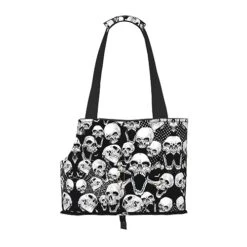 Mqgmz Skull Background Print Pet Carrier Tote Bag With Pocket Safety - Amazing Design
