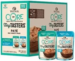 Wellness CORE Tiny Tasters Wet Cat Food, Complete & Balanced Natural Pet Food, Made With Real Meat, 1.75-Ounce Pouch, 12 Pack (Adult Cat, Land Variety Pack) -Zoo Shop 41ADFbzzSzS. AC