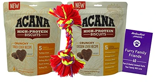 GENERIC Acana High-Protein Crunchy Biscuits Treats For Medium-Large Sized Dogs 2 Flavor Variety - (1) Each: Chicken Liver, Turkey Liver (9 Ounces) - Plus Rope Toy And Fun Animal Facts Booklet Bundle 3 GENERIC Acana High-Protein Crunchy Biscuits Treats For Medium-Large Sized Dogs 2 Flavor Variety - (1) Each: Chicken Liver, Turkey Liver (9 Ounces) - Plus Rope Toy And Fun Animal Facts Booklet Bundle