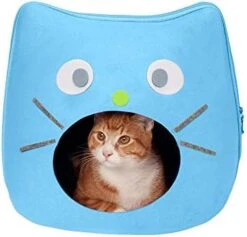 Furhaven Pet House For Indoor Cats & Medium/Small Dogs, Collapsible & Foldable W/ Plush Ball Toy - Living Room Ottoman Cat Condo - Coconut Brown, Large -Zoo Shop 41AkBtyjG5L. AC