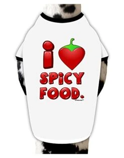 TOOLOUD I Heart Spicy Food Cotton Dog Shirt White With Black Small