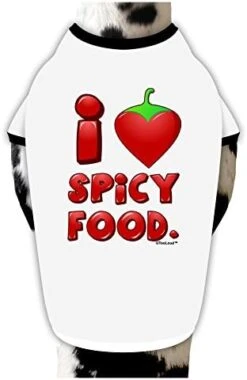 TOOLOUD I Heart Spicy Food Cotton Dog Shirt White With Black Small -Zoo Shop 41BBxzYFe6L. AC